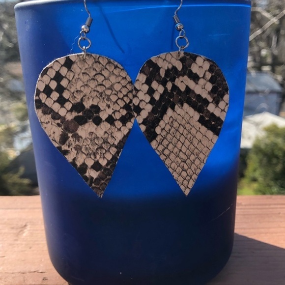 Jewelry - Snakeskin Print Faux Leather Earrings